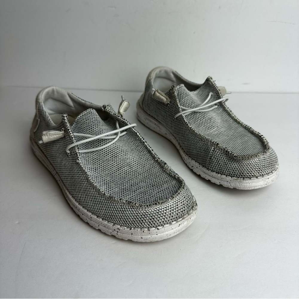 Hey Dude Wendy Sox Women's Size 9 Shoes Slip On Moccasin Stone White Gray EU 40